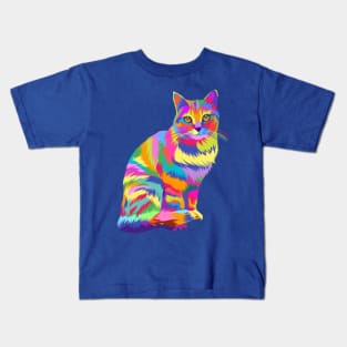 Colorful cute sitting cat Kids T-Shirt